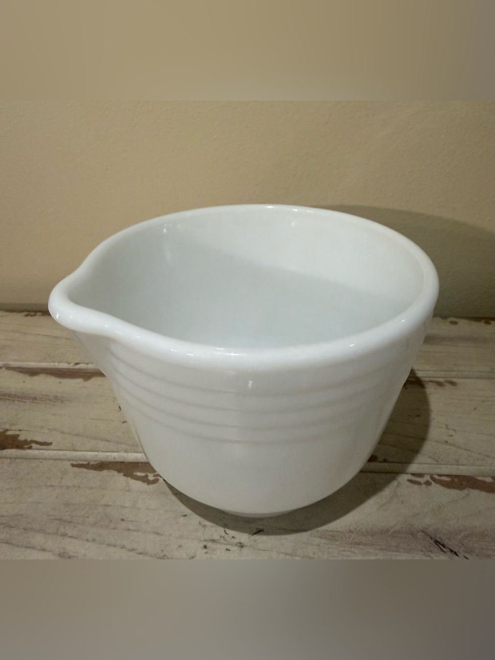 Vintage Pyrex Hamilton Beach White Milk Glass Ribbed Mixing Bowl - Model 26